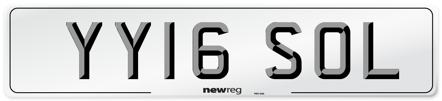 YY16 SOL Number Plate from New Reg